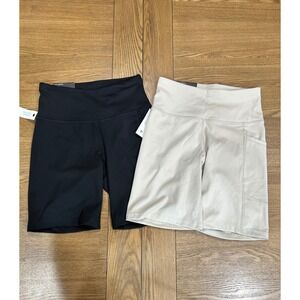 DKNY High Waisted Biker‎ Shorts With Pockets Workout Activewear Women's